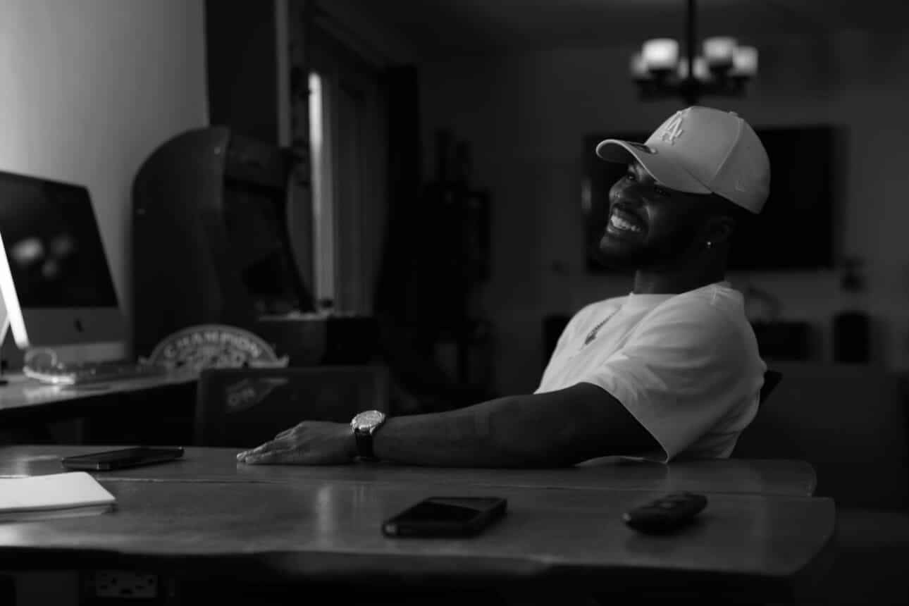 ELLI laughing during a recording studio session